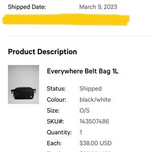 Lululemon Everywhere Belt Bag Black/WHITE Wordmark Logo Strap - Brand New